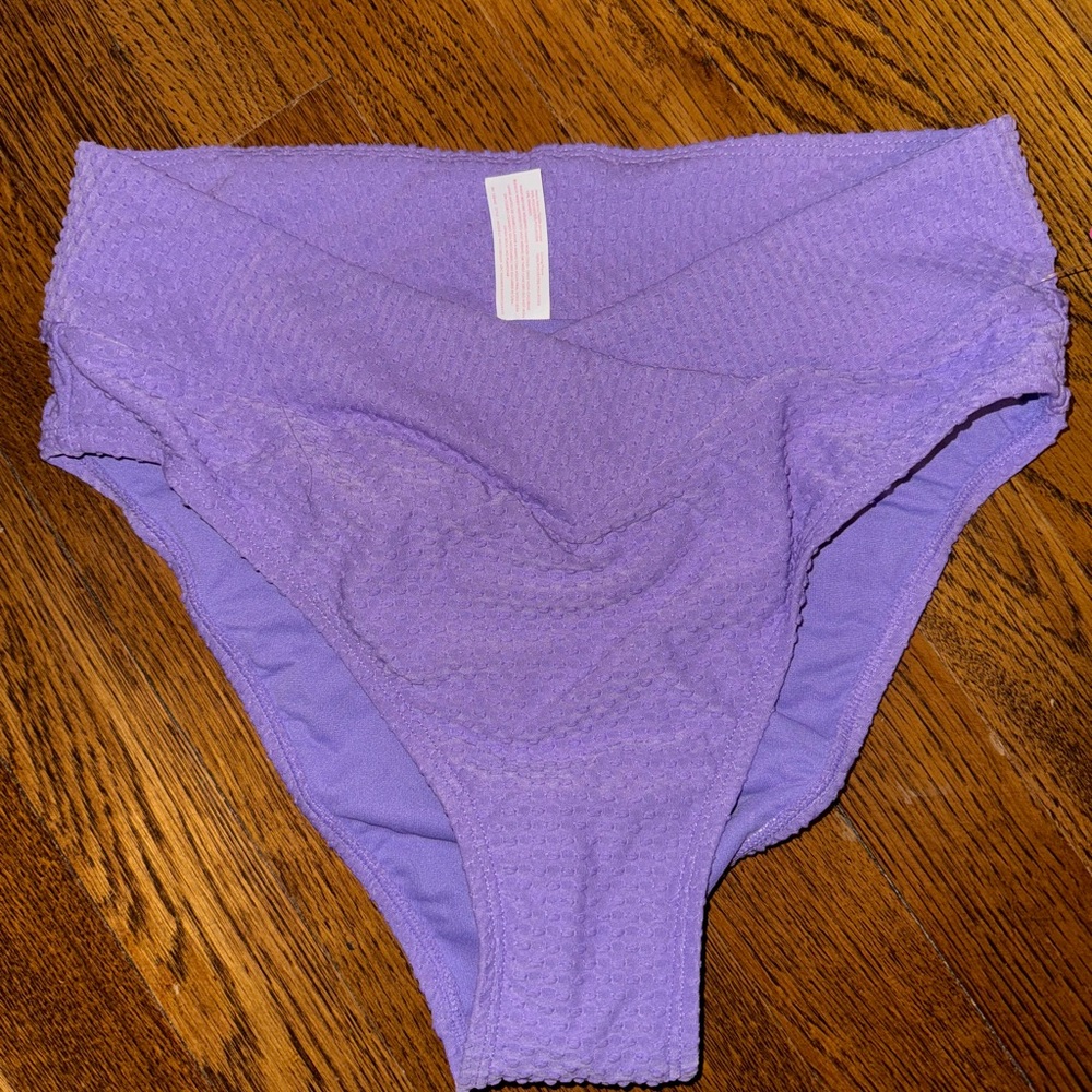 Purple Textured Bikini Bottoms